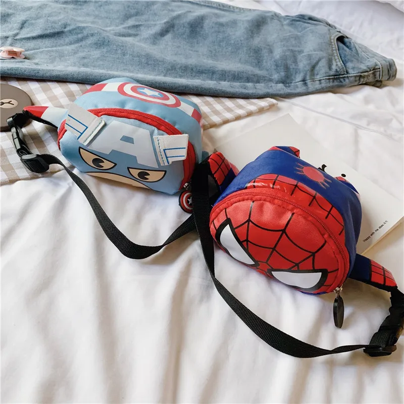 Поясная сумка Disney Marvel Капитан Америка Человек-паук детская холщовая модная для