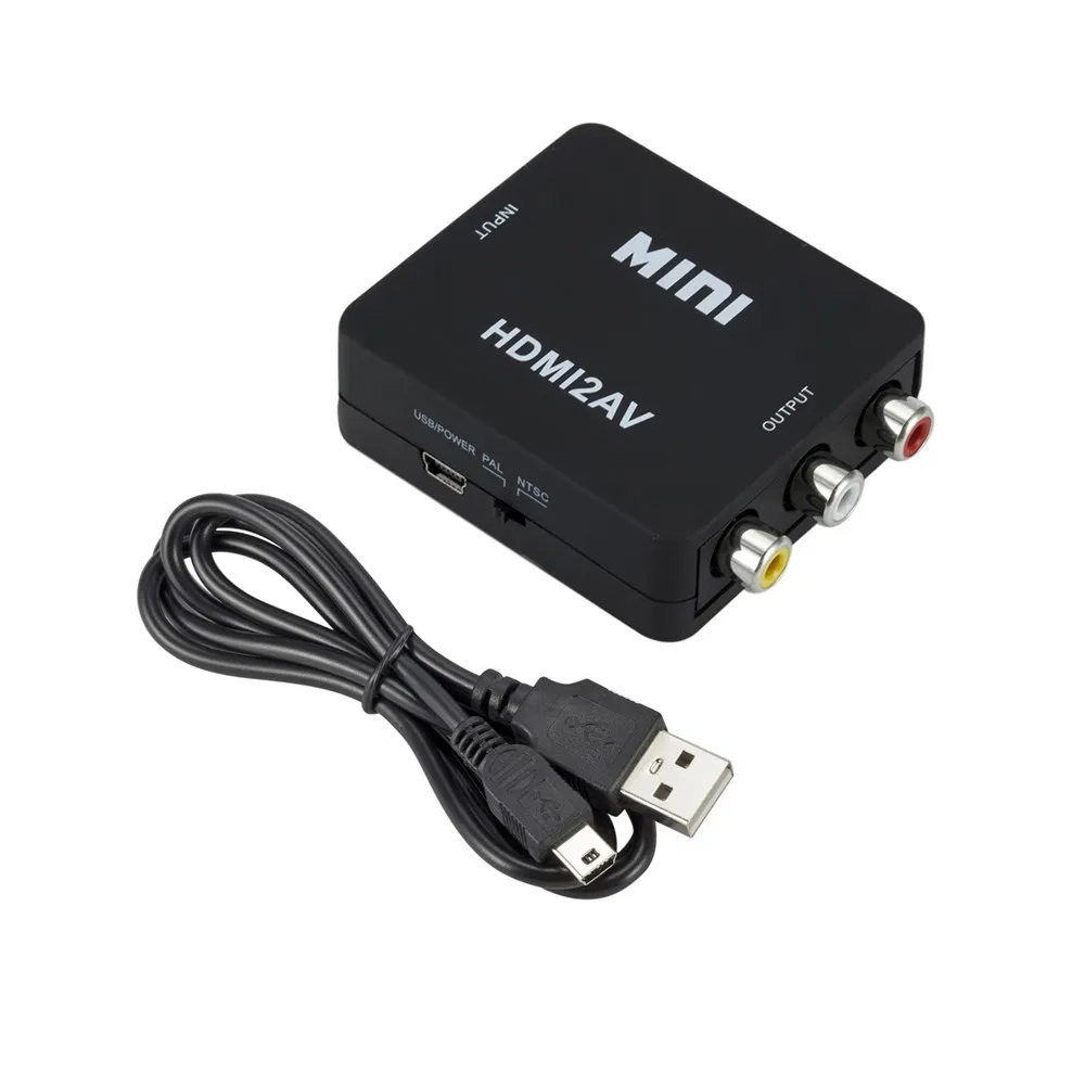 HD 1080P HDMI совместимый с RCA AV/CVBS адаптер Mini HDMI2AV видео конвертер коробка для PS3 VCR DVD