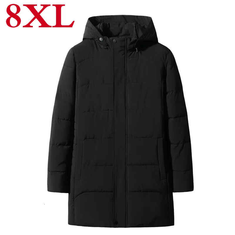 Зимняя мужская куртка размера плюс 8XL 7XL 6XL со съемной шапкой теплое пальто