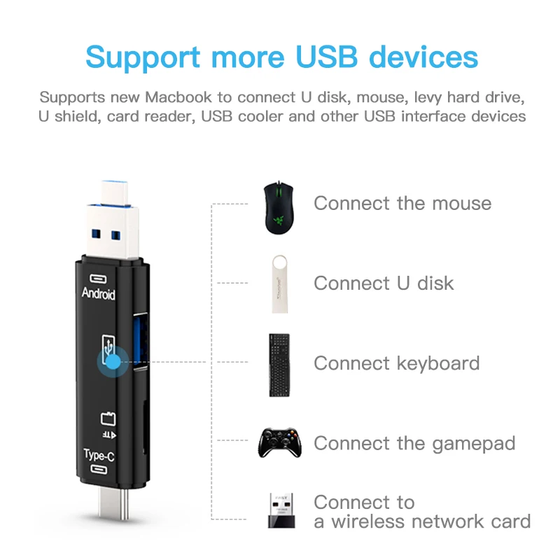 KUULAA все в одном Type C USB 3 0 Micro адаптер SD/ TF кардридер OTG Andriod PC внешний мульти памяти |