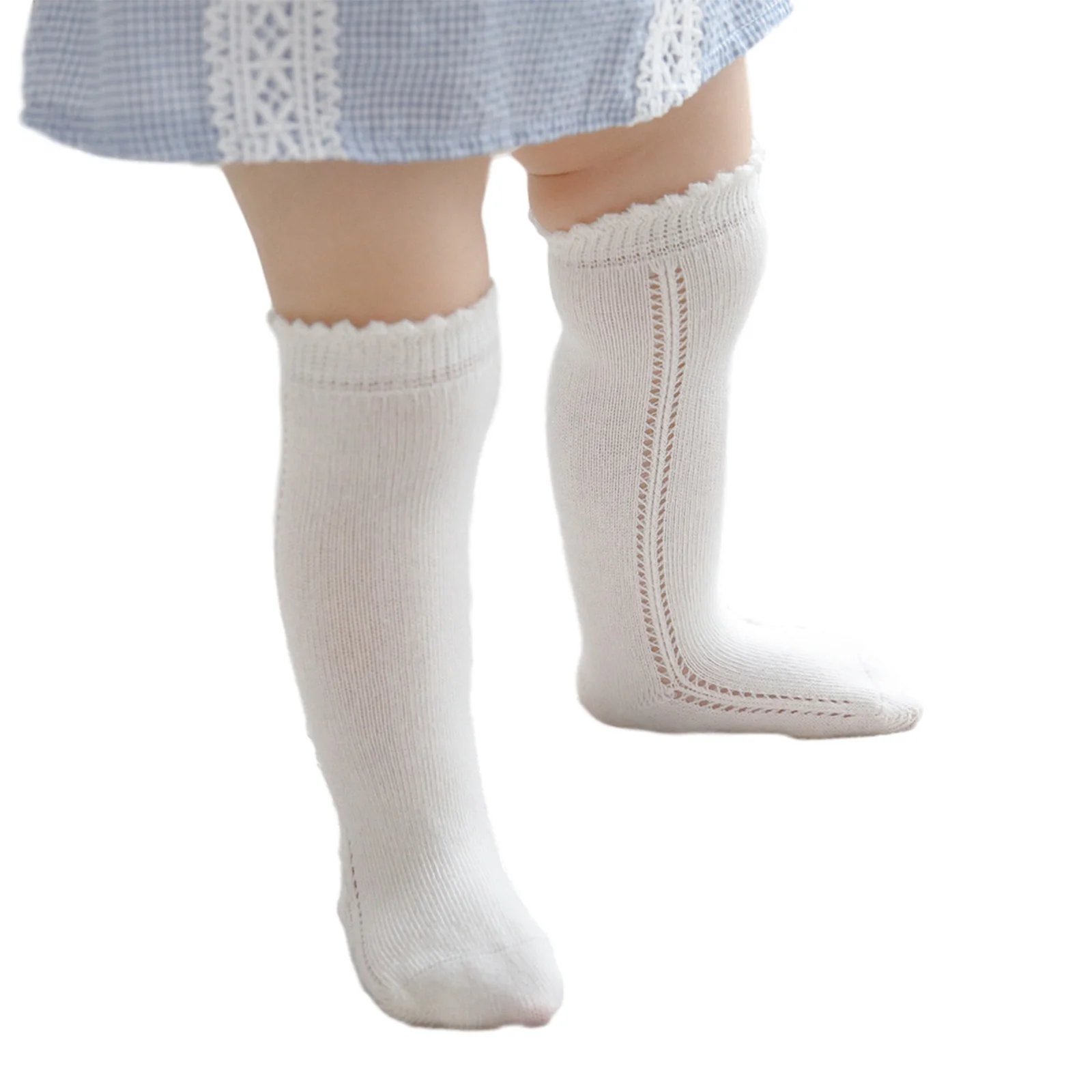 

Baby Girl Knee High Stockings, Soft Warm Hollow Out Tube Stockings for Infants Toddlers Kids Smooth Sewing