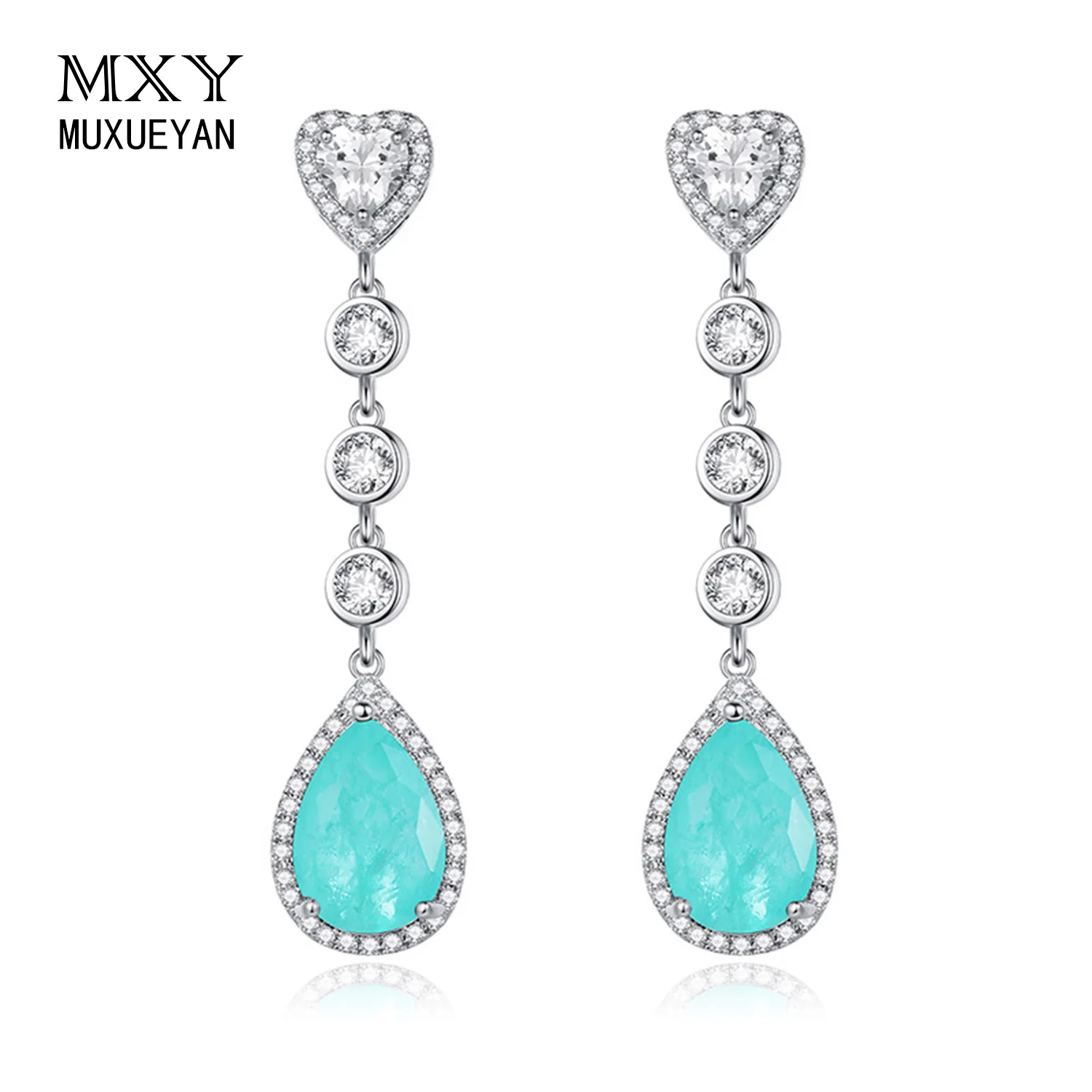 

Fashion Dazzling Women Earrings Long Pendant Crystal Zircon Earring Brilliant Bridal Engagement Wedding Jewelry Fine Gift