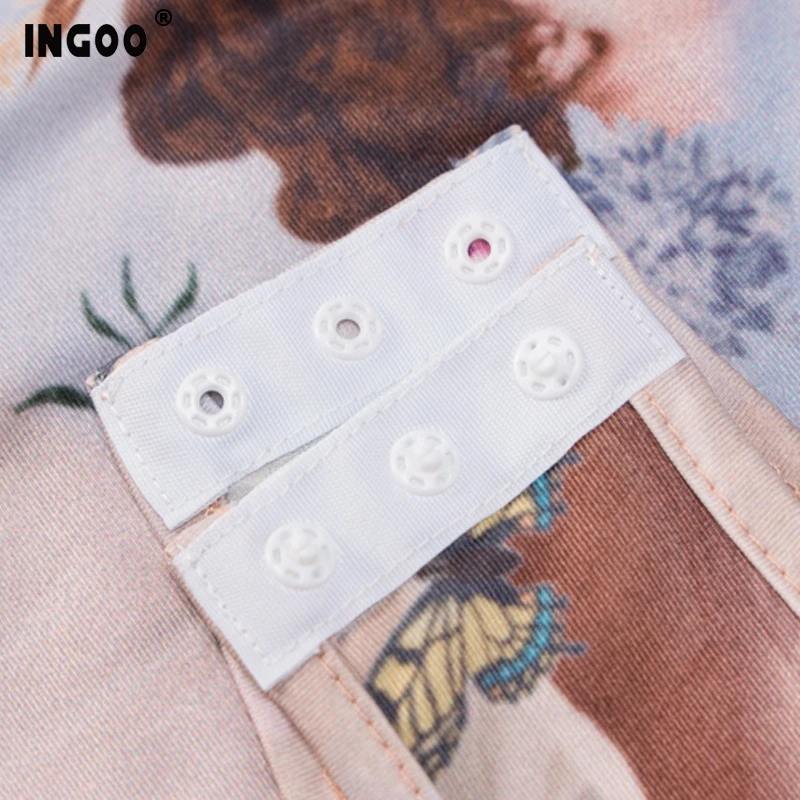 

INGOO New Autumn Butterfly Print Bodysuit Slim Women Round Neck Long Sleeve Skinny Rompers Slim Street Sexy Bodysuit Body Top