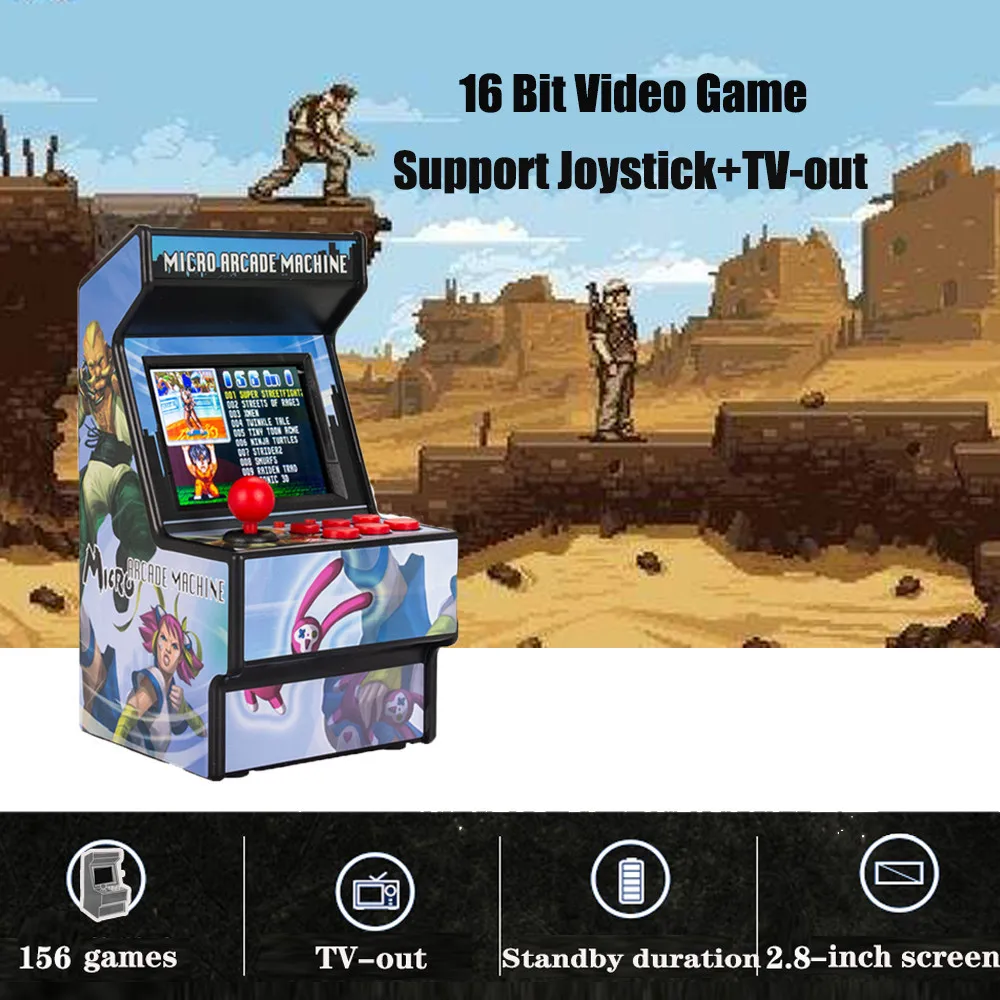

Gamepad Portable Retro Mini Arcade Handheld Game Console Machine Player 16 Bit Built-in 156 Classic TV Output With 2.8" Screen