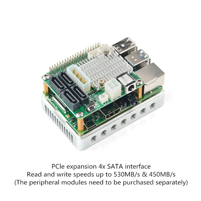 Плата расширения NanoPi M4B/M4V2 PCIe на 4 порта SATA3.0 плата NAS RK3399 Штабелируемый дизайн