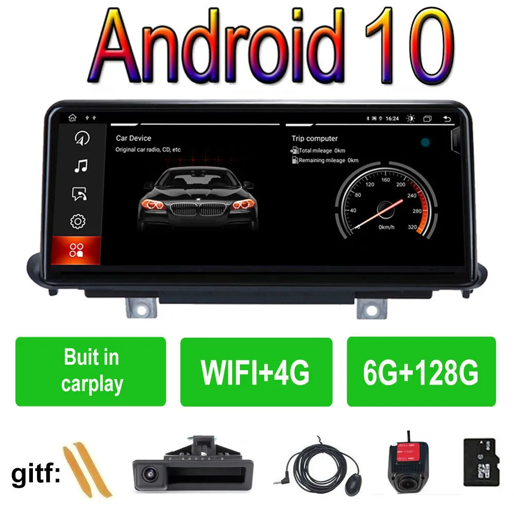 

CARPLAY Android 10 Car Radio Stereo Player GPS Navigation for BMW X5 F15 (2014-2017) NBT X5 F15 X6 F16 2018-2019 CIC