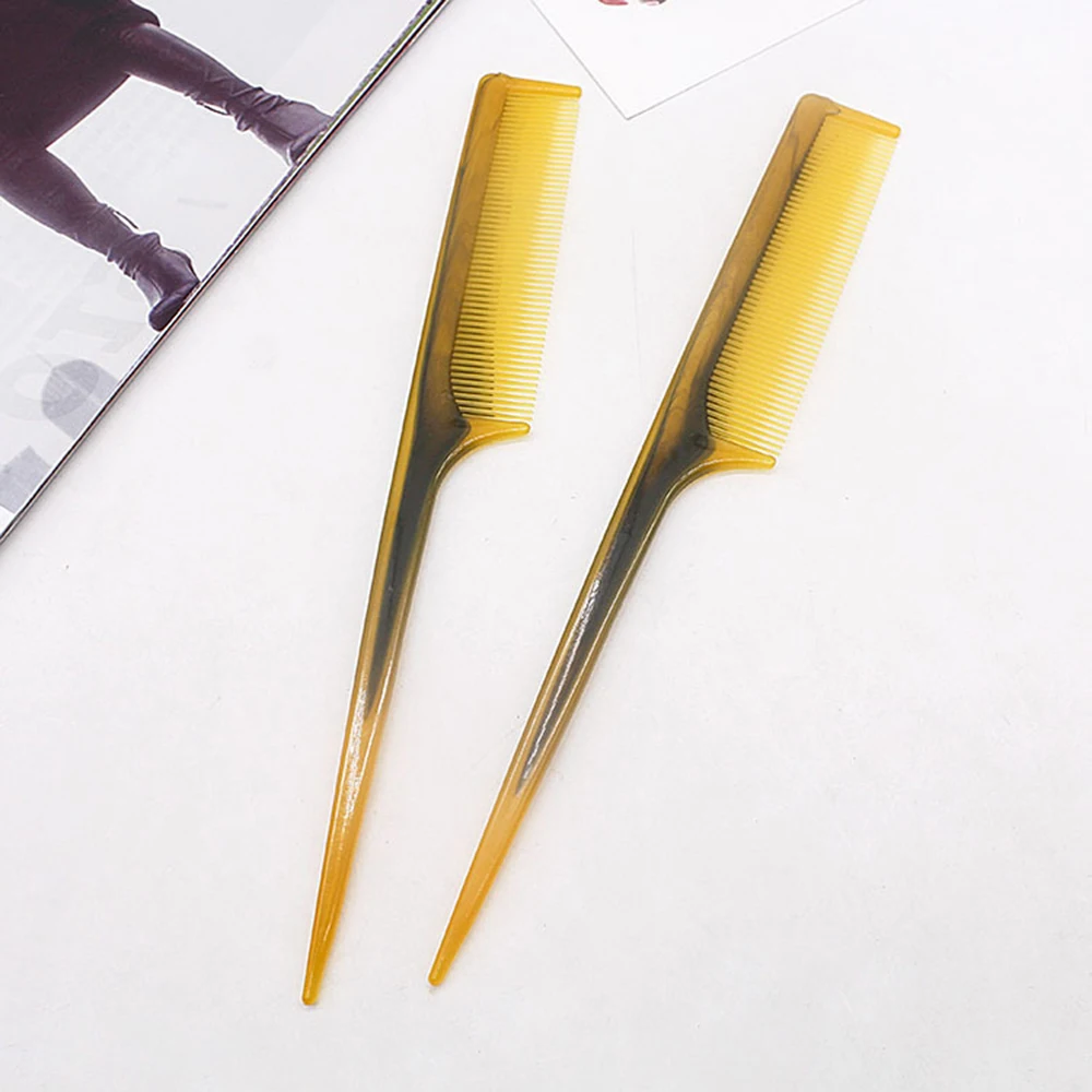 

1 шт. высокое качество говяжьего сухожилия Острый хвост гребень с длинной ручкой из смолы пластиковые роговые гребни аксессуары для ухода з...