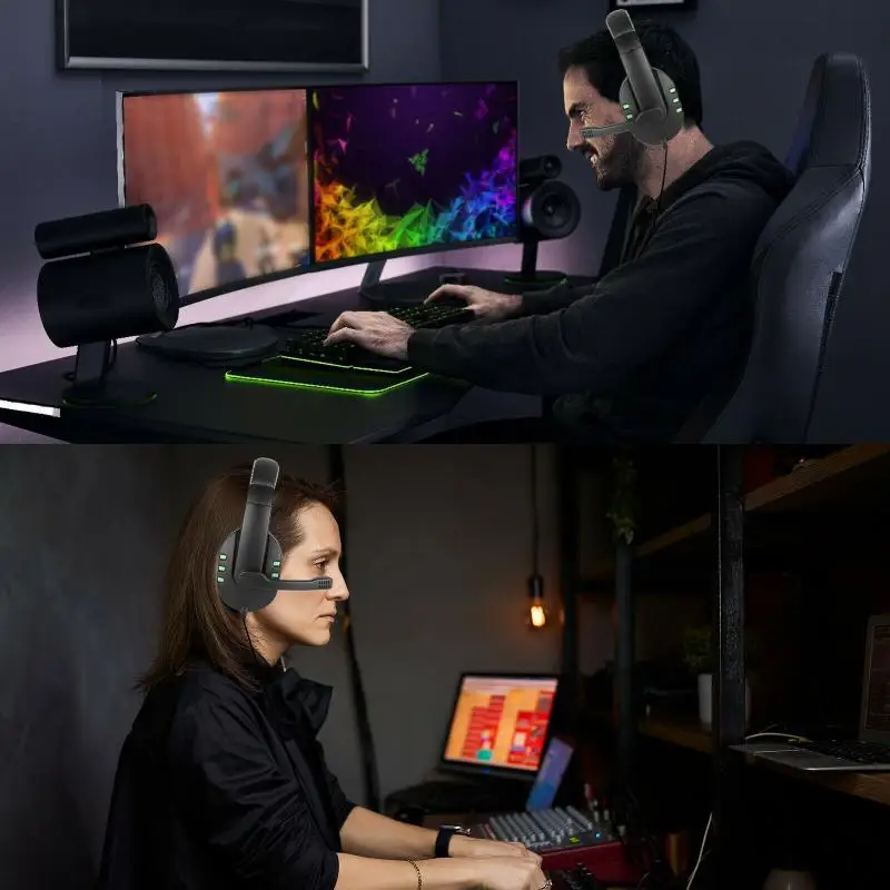 gaming headphones for ps4nintendo switchxbox onelaptop adjustable bass stereo pc gamer over ear wired headset with mic free global shipping
