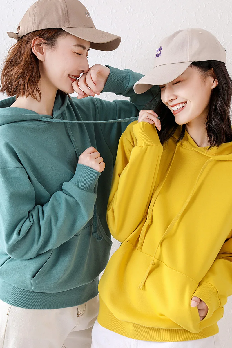 

Oversized Hooded Sweatshirt Lady Pullover Women Korean Style Hoodies Vintage Solid Color Long Sleeve Women Casual Large Coats