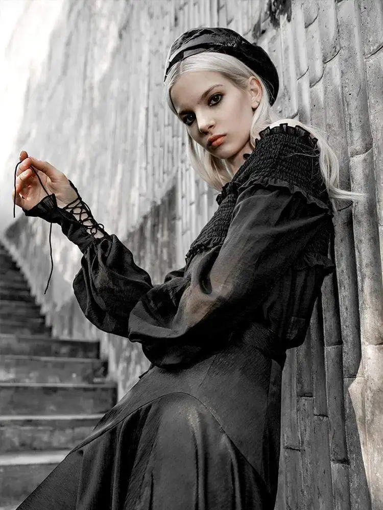 Женские Прозрачные топы с открытыми плечами и рукавами пузырьками в стиле панк PT