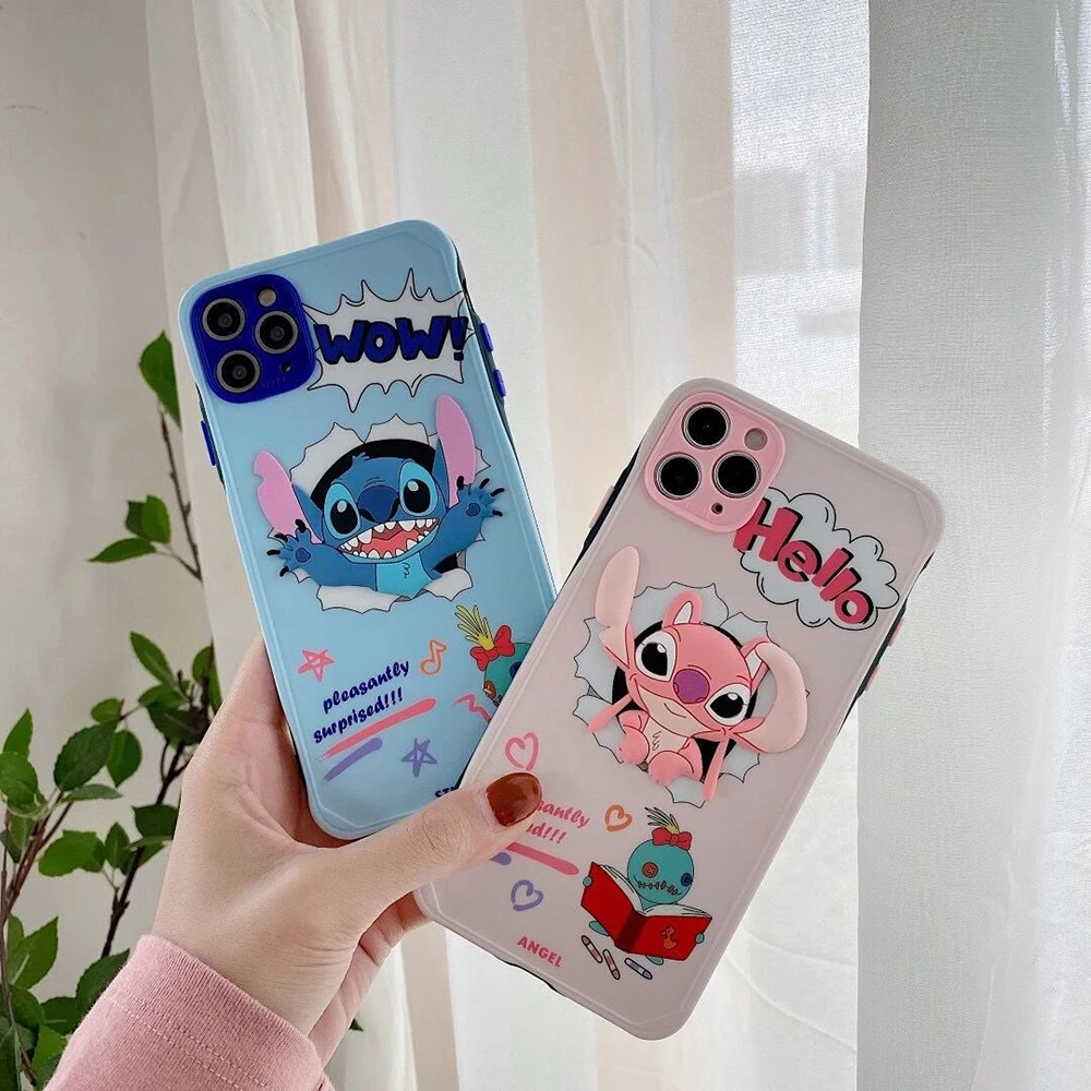 lilo stitch disney iphone case girls women cute kawaii anime cases for iphone 11 12 pro max 7 8 plus x xs xr pop it toys free global shipping