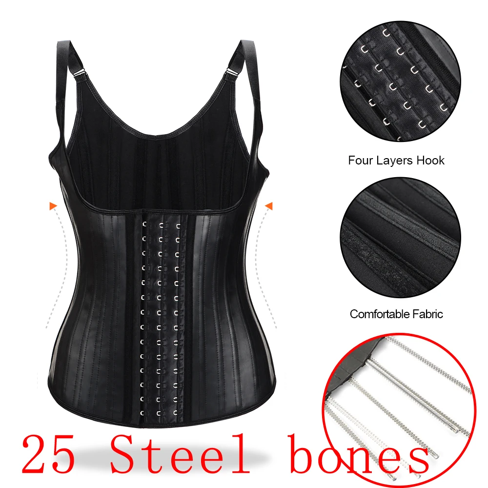 

Waist Trainer Corsets Latex gaine ventre Steel slimming underwear body Shaper women Bustiers colombian girdles Modeling Strap