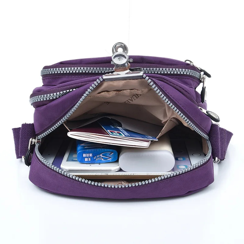 

9 Colors New crossbody bags for women Solid Small women's bags cheap Multi Zipper purses and handbags Nylon bolsos para mujer
