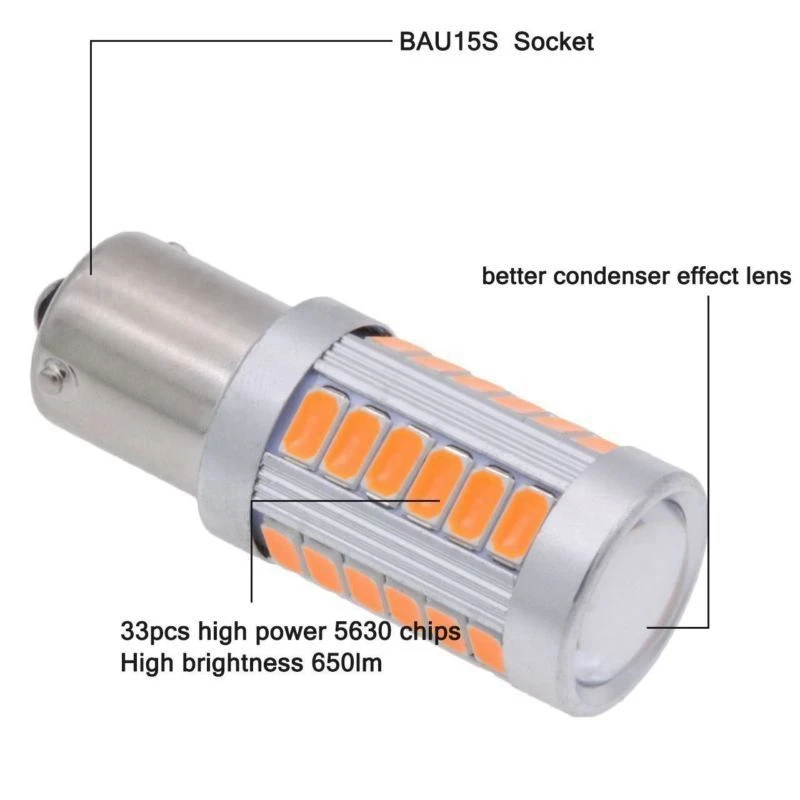 4 шт. Автомобильные светодиодные лампы 1156PY BAU15S PY21W 33SMD для заднего хода поворота