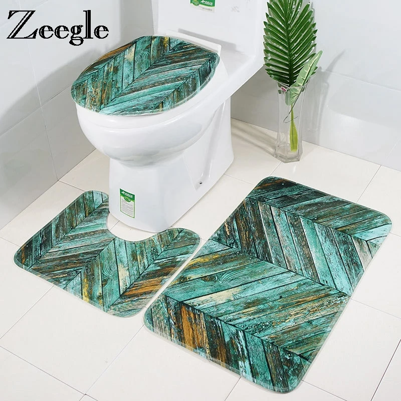 Zeegle дерево напечатано 3 шт. коврики Ванная комната противоскользящим ковры для
