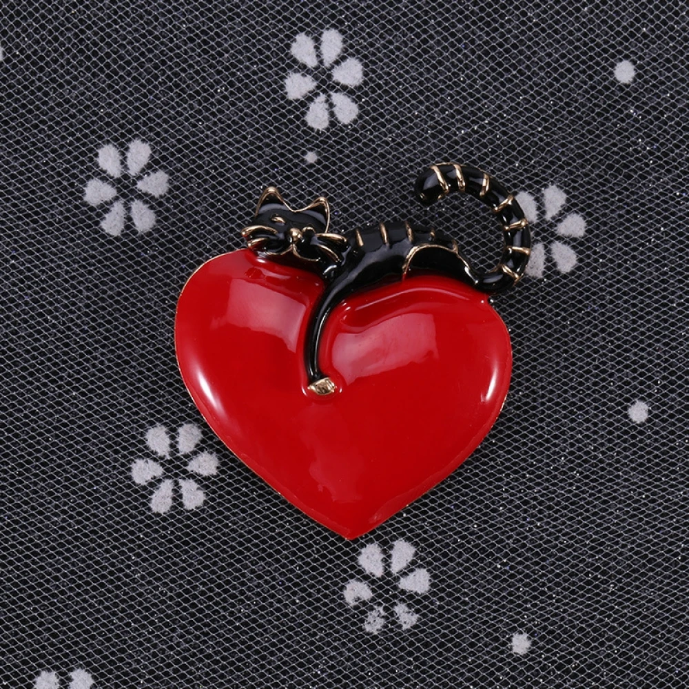 1 шт. сплав сердце броши-кошки для женщин аксессуары воротник игла одежда булавка