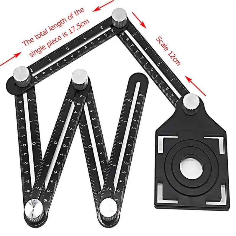 

6-fold Aluminium Alloy Angle Ruler Finder Measuring Ruler Perforated Mold Template Tool Izer Locator Drill Guide Tile Hole