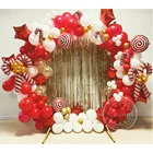 119 шт. рождественские красные и белые фотообои, Рождественские шары на цепочке, украшения для дома, гелиевые Рождественские шары