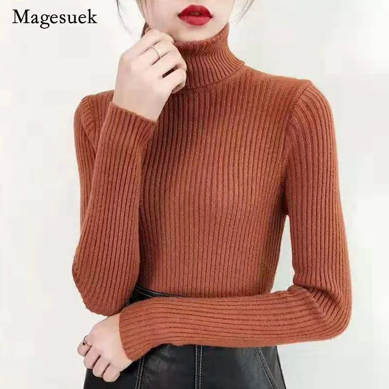 

Повседневная водолазка, Осень-зима 2020, женский свитер, однотонный, тонкий, Женский пуловер, с длинным рукавом, теплый, мягкий, вязаный, для оф...