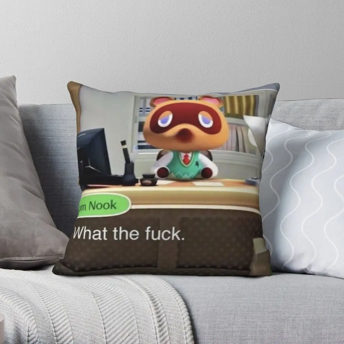 

Квадратный чехол для подушки Tom Nook из полиэстера и льна, бархатный креативный декоративный чехол для подушки на молнии, чехол для подушки дл...