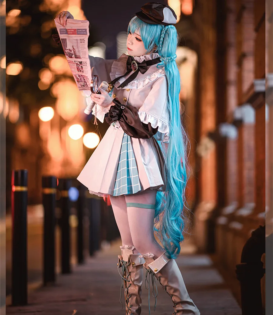 Женский маскарадный костюм для косплея AGCOS Vocaloid Little Detective Miku | Тематическая одежда