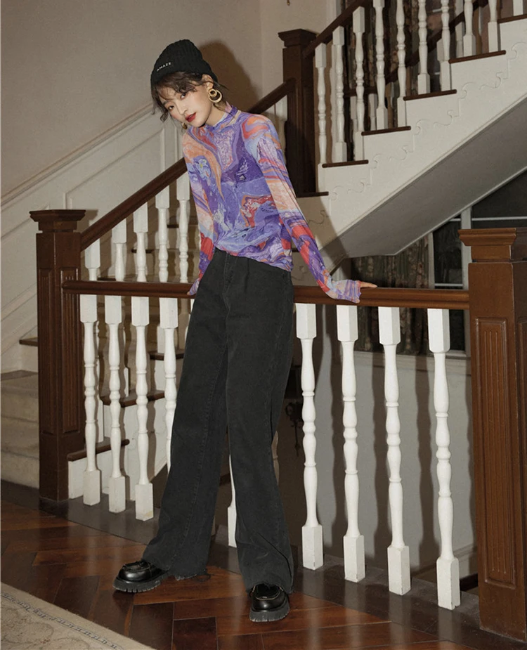 

Harajuku Streetwear Tide Women Sping Summer New Style Base Shirt Tshirts Women Tops Chic Printed Mesh Party Woman T-Shirts SL067