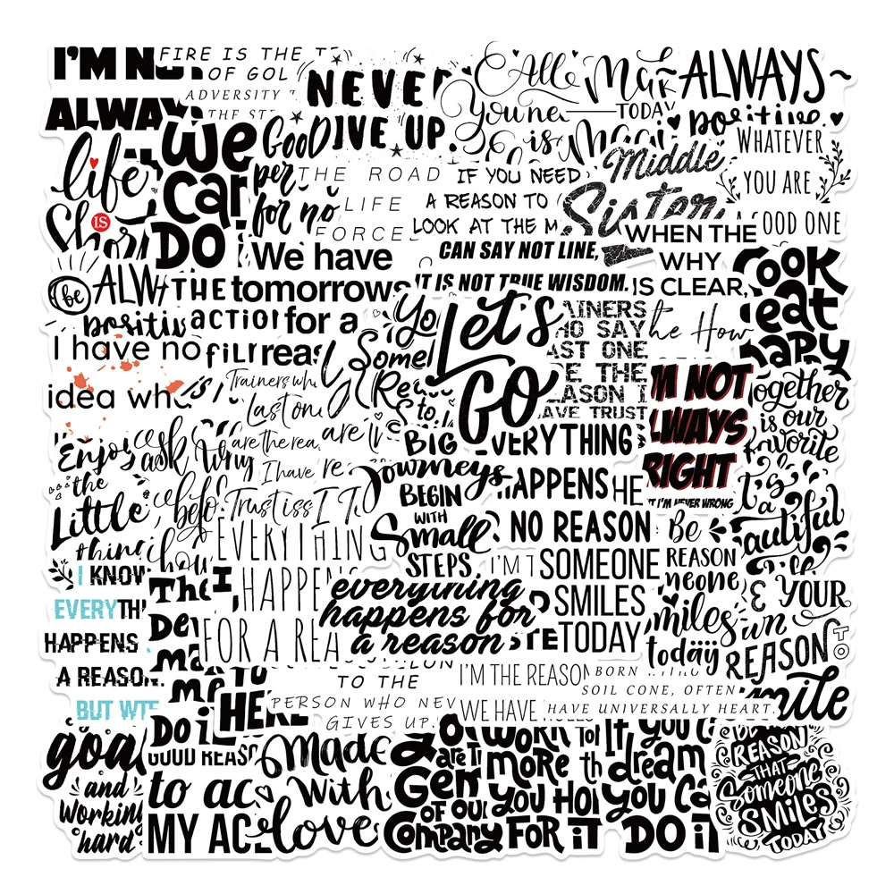 

10/30/50pcs/Set Black and white Style Inspirational phrases Stickers For Mobile phone cover Computer Guitar Motorcycle Notebook