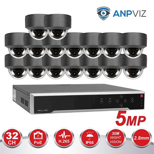 16PCS Gray KIT Hikvision OEM 32CH 4 к NVR KIT 16/20/32 шт. 5MP безопасности PoE, купольная IP система наблюдения ссtv встроенной Аудио Видео набор для наблюдения - Цвет: 16PCS Gray KIT