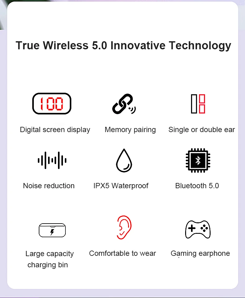 Настоящие беспроводные Bluetooth наушники 5,0 8D стерео беспроводные наушники TWS наушники бас мини наушники с аккумулятором 2600 мАч
