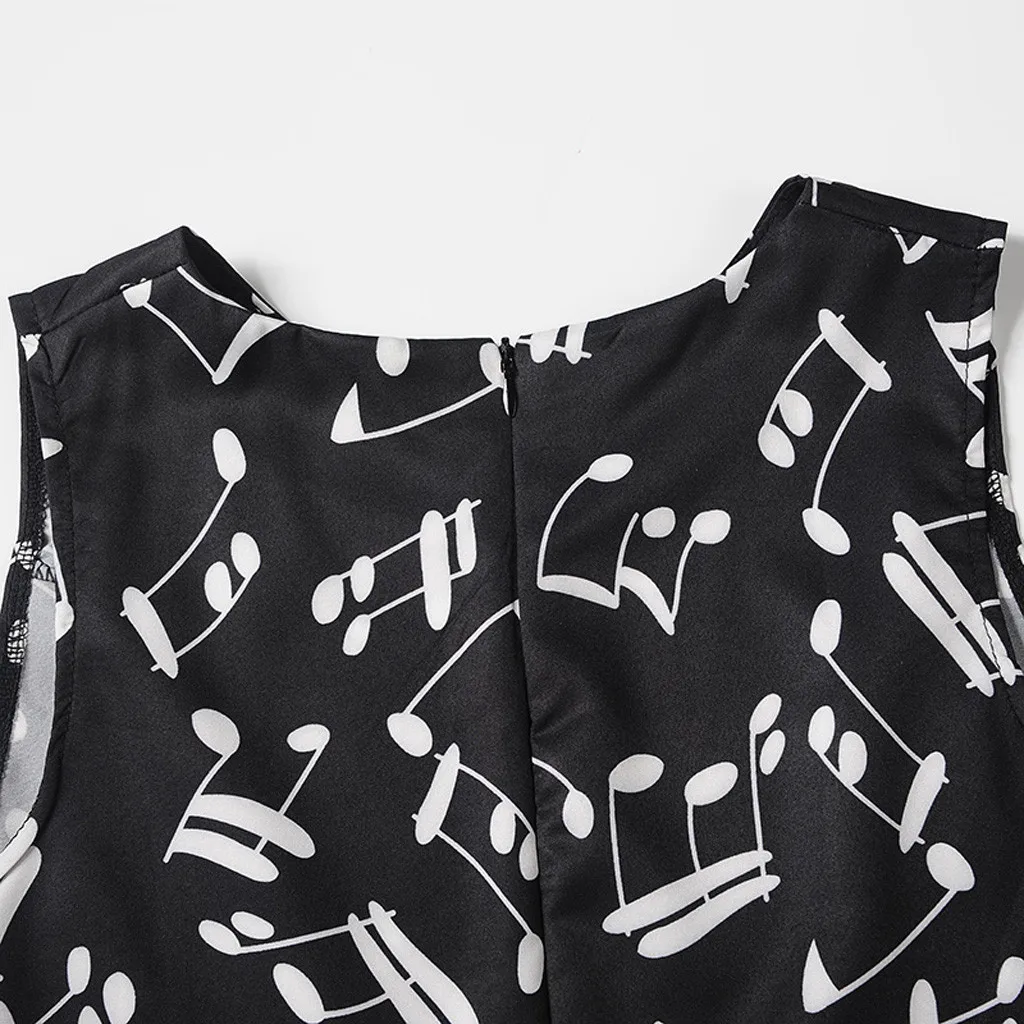 Girls Sleeveless Vintage Note Printed Princess Gown Prom Swing Dress Kids Dresses For Clothing | Детская одежда и обувь