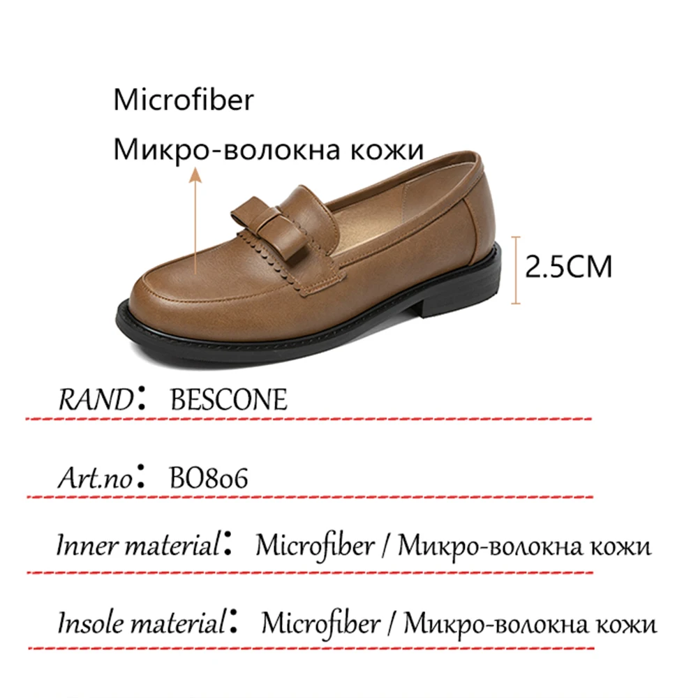 

BESCONE Women Flats Fashion Butterfly-Knot Female Shoes Plus Size 33-43 Soft Classics Casual Student Lady Lolita Shoes BO806