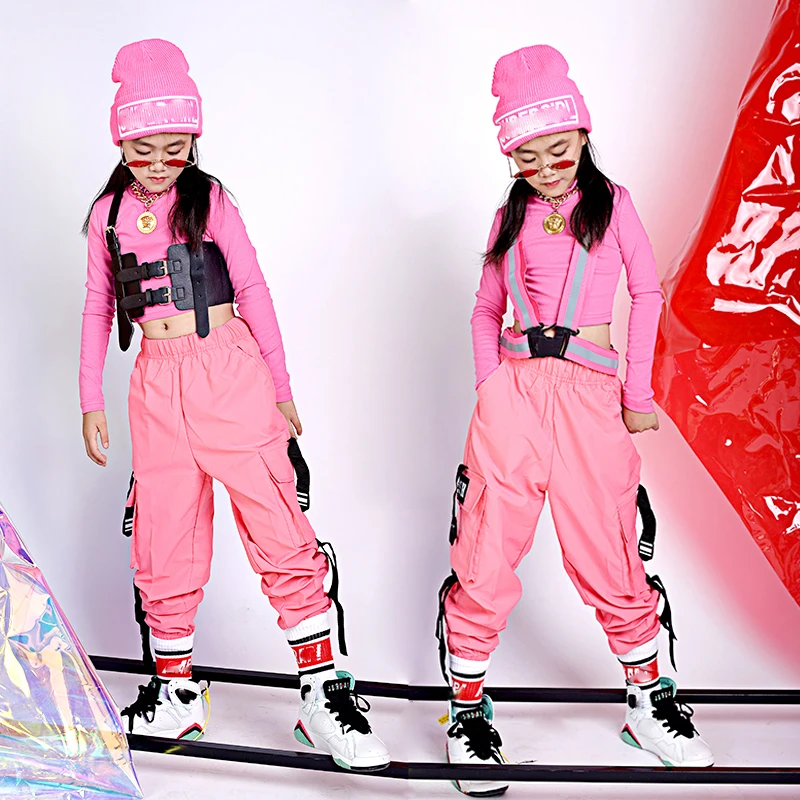 Детская одежда в стиле хип хоп розовые костюмы для девочек костюм джазовых