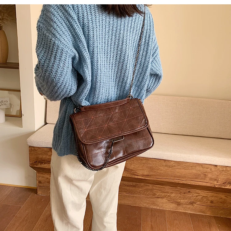 PU Leather Women Chain Handbag 2019 New Korean-style Solid Color Square Sling Bag Simple Versatile Shoulder Crossbody Phone Bags | Багаж и