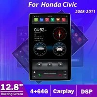 12 8 tesla style android 9 0 car dvd gps radio navigation stereo receiver player for honda civic 2008 2011 headunit carplay dsp