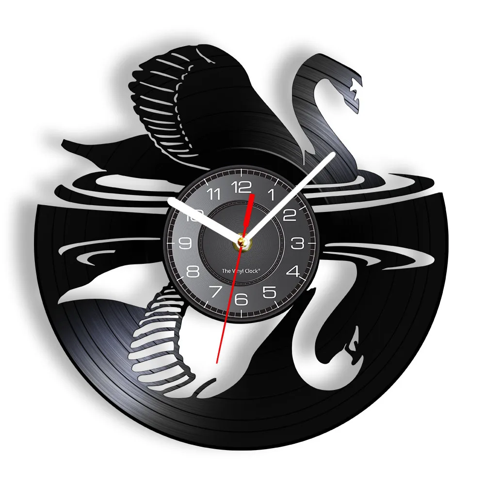 Black Swan Laser Etched Vinyl Record Shadow Art Wall Clock Cygnus Home Decor Animal Artwork Decorative Clock Silent Wall Watch