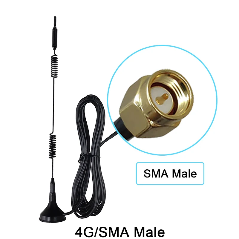 Grandwisdom 5pcs 3G 4G LTE Antenna 15dbi SMA Male Connector Aerial 698-960/1700-2700Mhz IOT magnetic base 3M Clear Sucker Antena