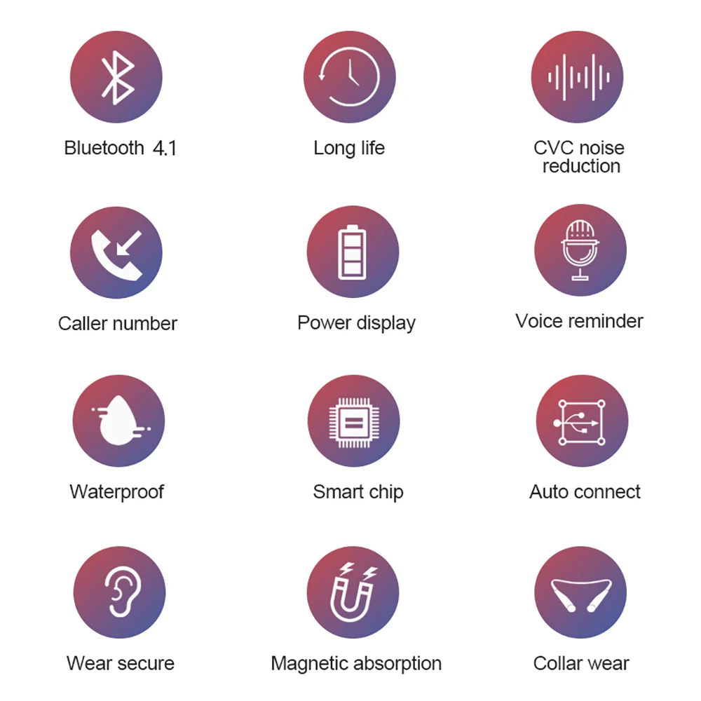 Bluetooth наушники с шейным ремешком, стерео гарнитура, беспроводные Bluetooth спортивные наушники с микрофоном для универсальных всех мобильных телефонов, водонепроницаемые