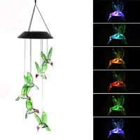 new solar led color changing hummingbird wind chimes light outdoor waterproof garden lamp decoration for home balcony window