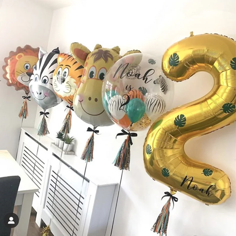1 шт. разноцветные воздушные шары из фольги в виде животного сафари игр тема