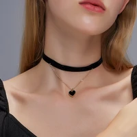 new trendy black choker love heart locket pendant for women necklace chain valentine family lovers jewelry gift to friends