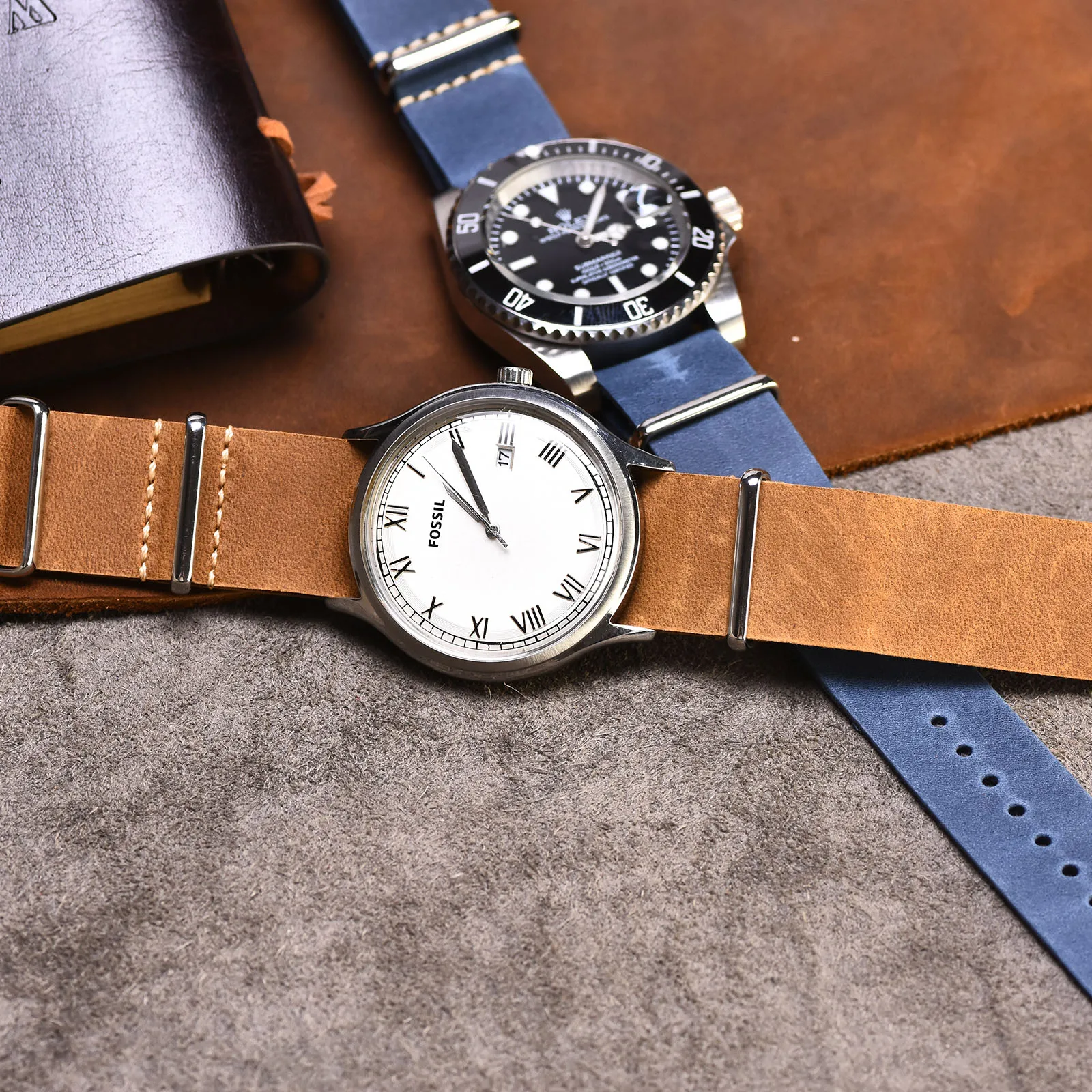 beafiry nato watch band 18mm 20mm 22mm calfskin leather strap watchband for men women huawei samsung black blue red tan green free global shipping