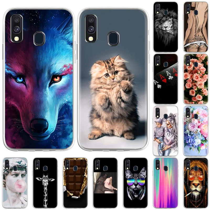 

Soft Silicon Case For Samsung Galaxy A40 Cases Cool Black Cartoon Cat Phone Cover For Samsung Galaxy A40 SM-A405F SM-A405FN 5.9"