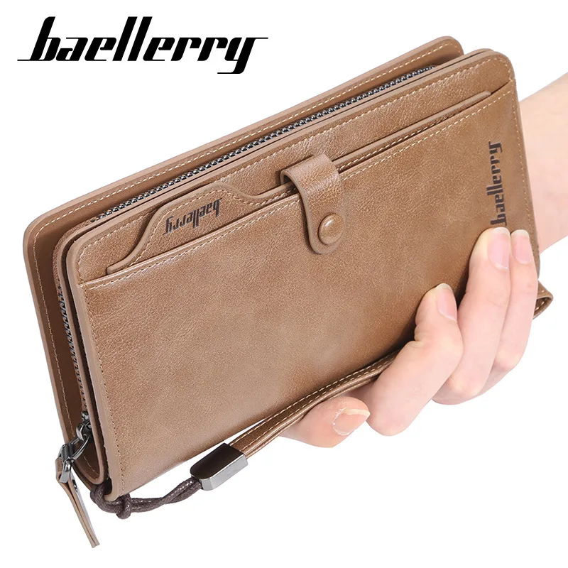 

baellerry Men's PU Leather Long Zipper Wallets ID Credit Card Holder Clutch Purse High Quality Luxury Wallet masculina carteras