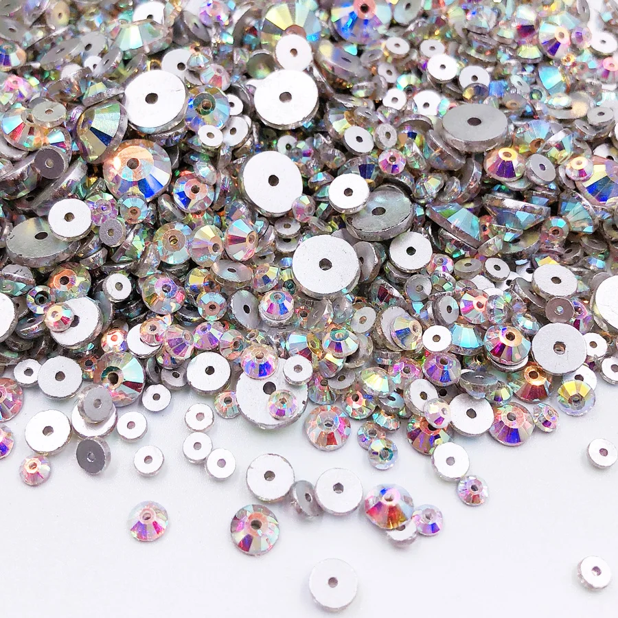 

3mm-6mm Single Hole Silver Flatback Shiny Crystals Strass Beads Fabric Stones Crafts Sewing Rhinestones for Clothes Dress Gems