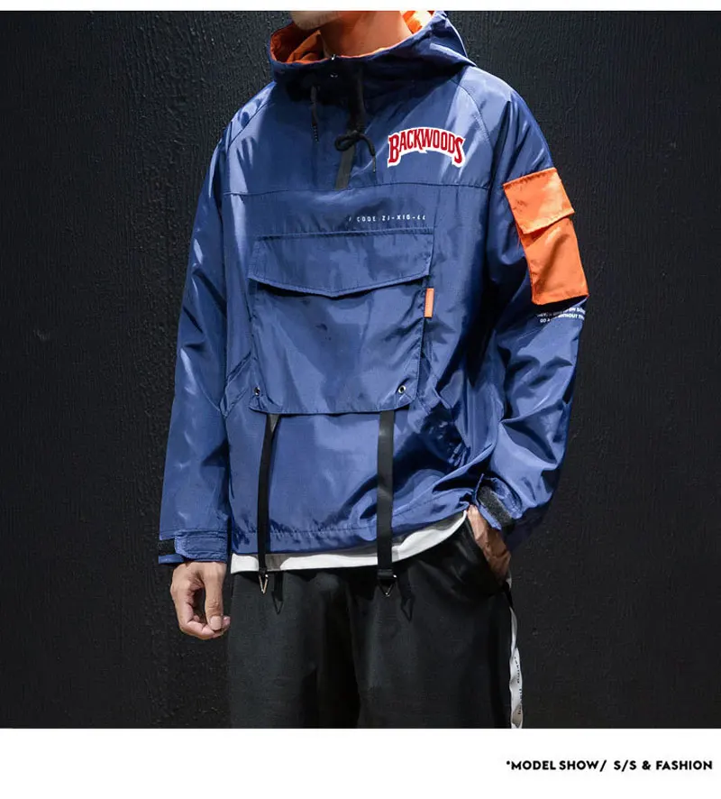 

BACKWOODS Spring Autumn Fashion Jacket Men Windbreaker Hoodie Zipper Plus Size Pullover Casual Chaquetas Hombre Men Clothing 5XL