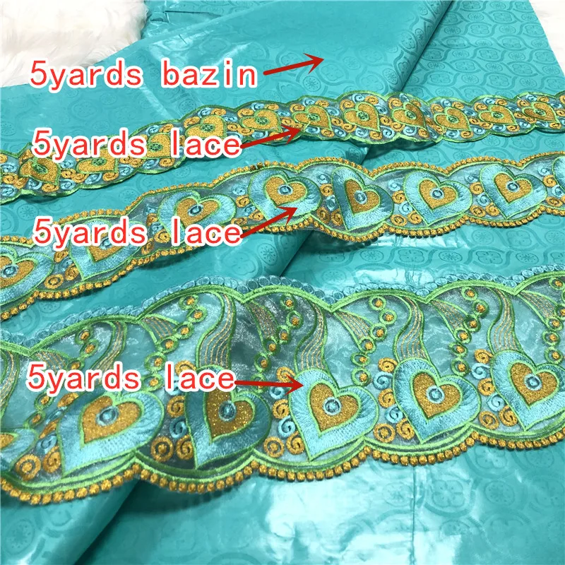 

Lace Trim Ribbon Fabric Dubai Collar Guipure Decor 5Yards Bazin Riche Brocade Fabric African Basin Lace For Cloth