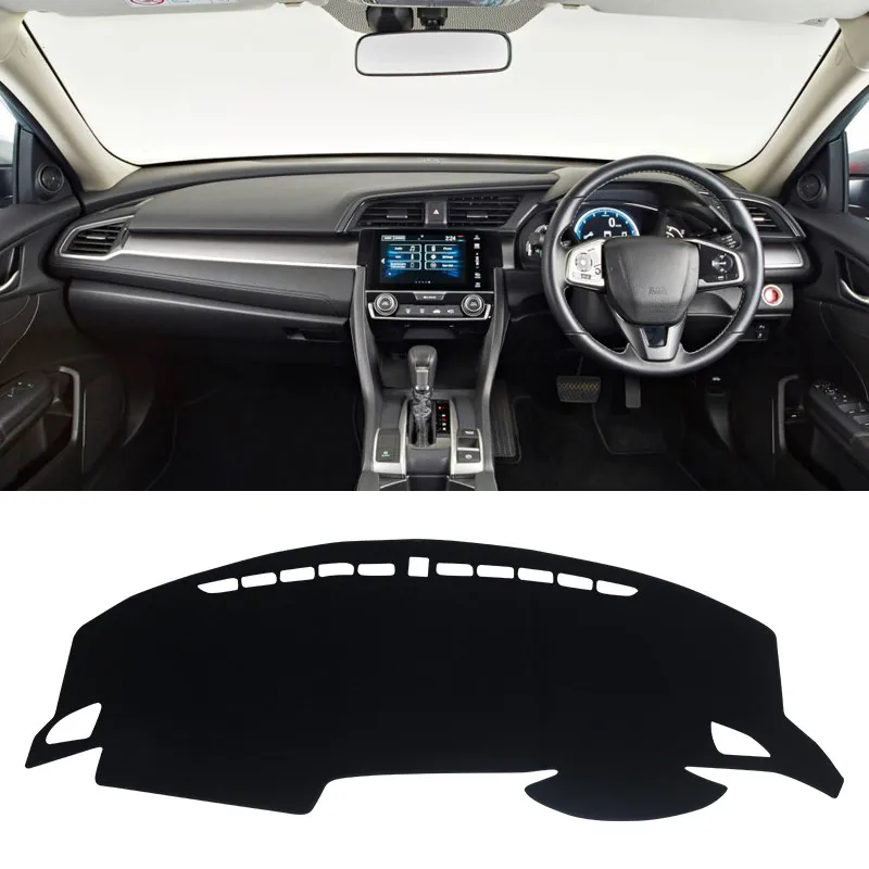 RHD Front Black Side Для Honda Civic 10th приборной панели автомобиля коврик Избегайте светильник Pad приборной панели Ковры Анти-УФ аксессуары - Название цвета: RHD Front Black Side