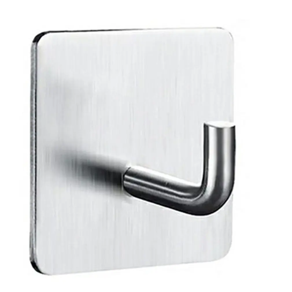 

Adhesive Hooks Stainless Steel Wall Hook Self Adhesive Sticky Kitchen Home Bathroom Hanger Storage Hanging Holder Hook 1pcs
