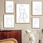 Эротическая женщина с Фетиш подвязками бандаж постер с одной линией для гостиной домашний декор