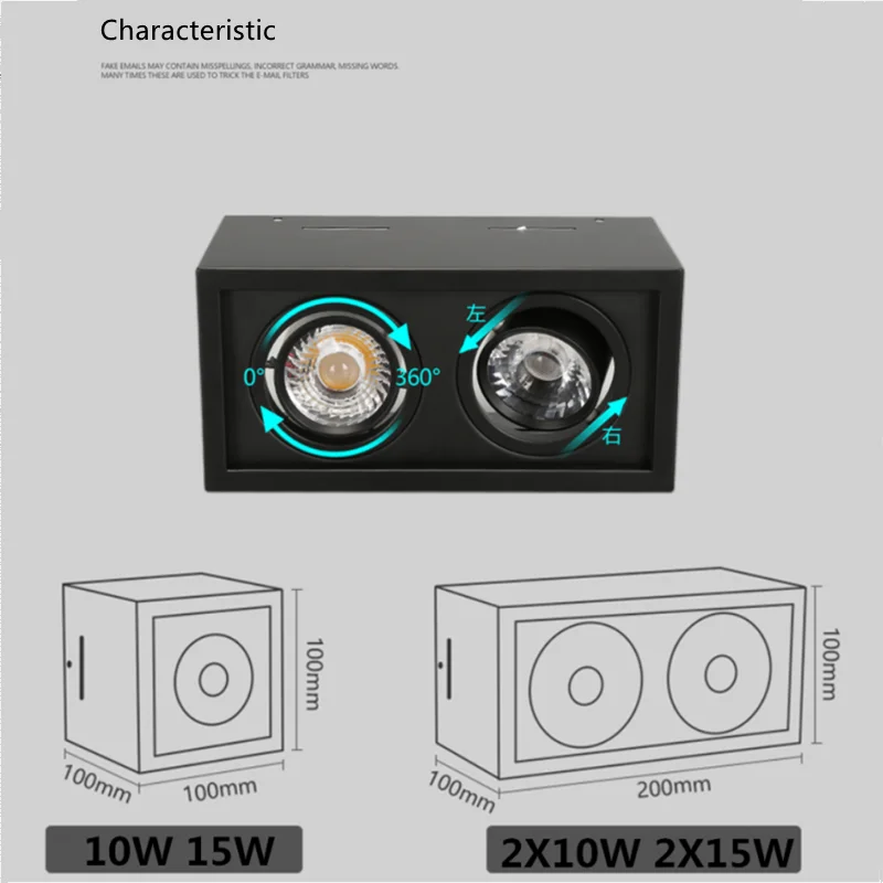 Супер Яркость AC 85 230V площадь поверхностного монтажа светодиодный COB СИД Dimmable вниз